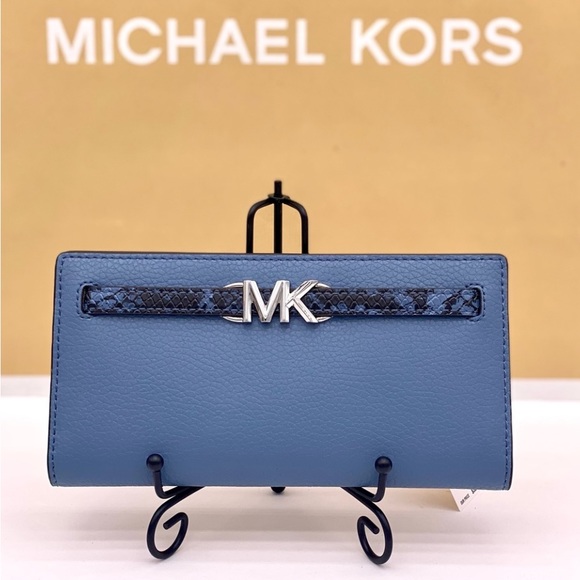 Michael Kors Reed Large Snap Bifold Wallet Denim Color - Picture 9 of 14